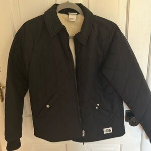 North Face women’s quilted jacket with Sherpa lining, size M